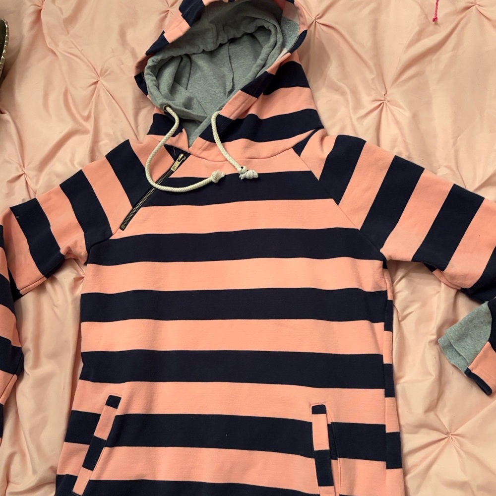 Ampersand Avenue Striped Pink and blue Hoodie